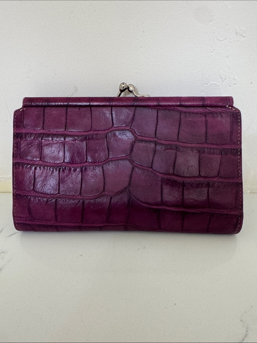 Vintage Dooney & Bourke Plum Croc-Embossed Wallet - Picture 3 of 10